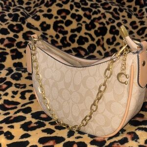 Coach Beige Chain Shoulder Bag